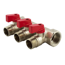 Колектор з кульовим кранами FADO 1"x1/2"x3 (KSR13)