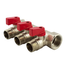 Колектор з кульовим кранами FADO 1"x1/2"x3 (KSR13)