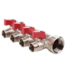 Колектор з кульовими кранами FADO 1"x1/2"x4 (KSR14)