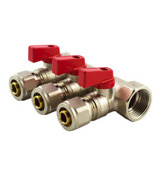 Колектор з кульовими кранами та фітингом FADO 1"x16x3 (KSO13)