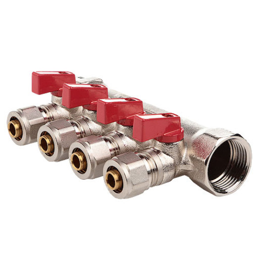 Колектор з кульовими кранами та фітингом FADO 1"x16x4 (KSO14)