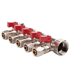 Колектор з кульовими кранами та фітингом FADO 1"x16x5 (KSO15)