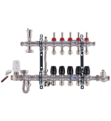 Коллектор со смесительным узлом Koer KR.S1011-5 1"х5 SUS304 и евроконус 3/4-16 (KR2928)