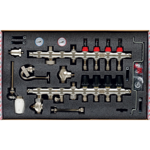 Коллектор со встроенным смесительным узлом Koer KR.S1012-4 1"х4 SUS304 евроконус (KR2937)