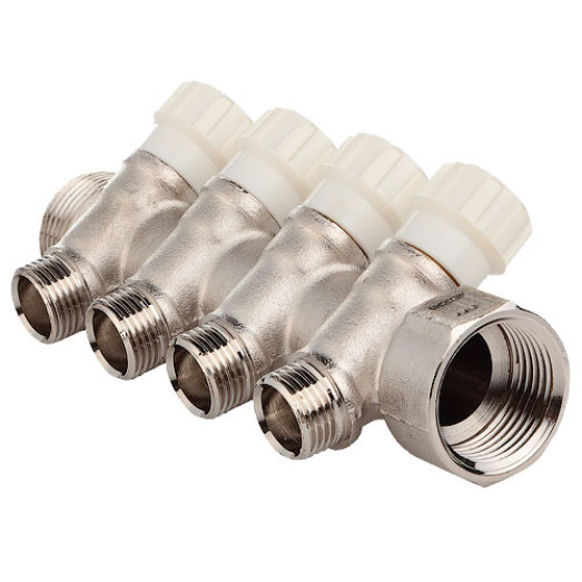 Колектор з вентильними кранами FADO 1"x1/2"x4 (KVR14)