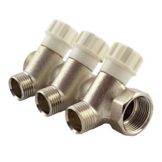 Колектор з вентильними кранами під євроконус FADO 1"x3/4"x3 (KVE13)