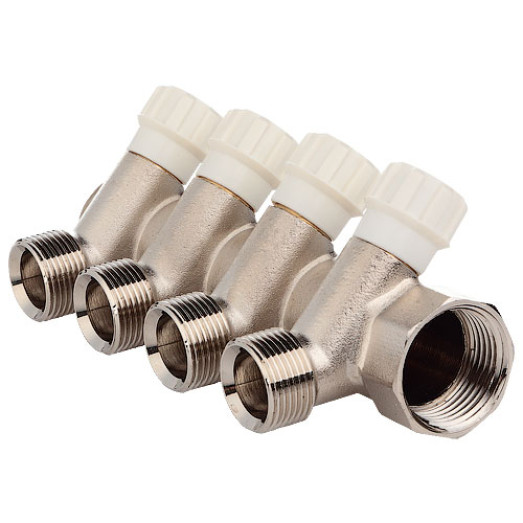 Колектор з вентильними кранами під євроконус FADO 1"x3/4"x4 (KVE14)