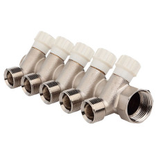 Колектор з вентильними кранами під євроконус FADO 1"x3/4"x5 (KVE15)