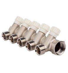 Колектор з вентильними кранами під євроконус FADO 1"x3/4"x5 (KVE15)