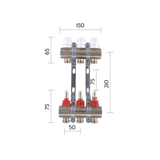 Коллектор с расходомерами Thermo Alliance Standart 1" 3 выхода (SD235W3)