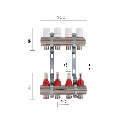 Коллектор с расходомерами Thermo Alliance Standart 1" 4 выхода (SD235W4)