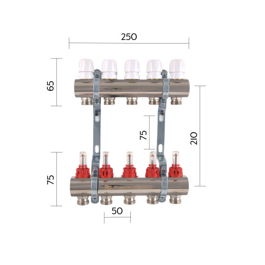 Коллектор с расходомерами Thermo Alliance Standart 1" 5 выходов (SD235W5)