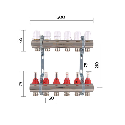 Коллектор с расходомерами Thermo Alliance Standart 1" 6 выходов (SD235W6)