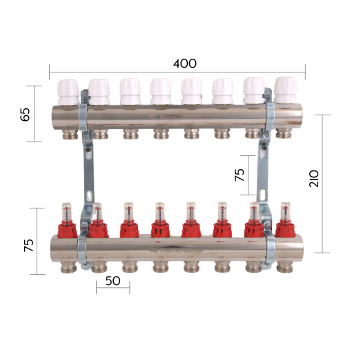 Коллектор с расходомерами Thermo Alliance Standart 1" 8 выходов (SD235W8)