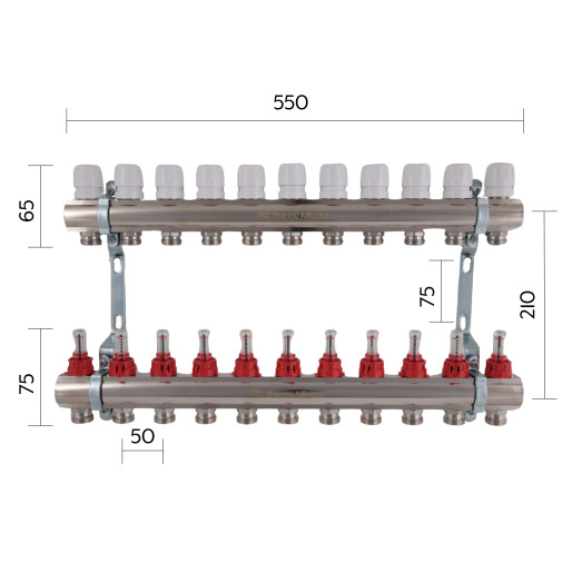Коллектор с расходомерами Thermo Alliance Standart 1" на 11 выходов (SD235W11)