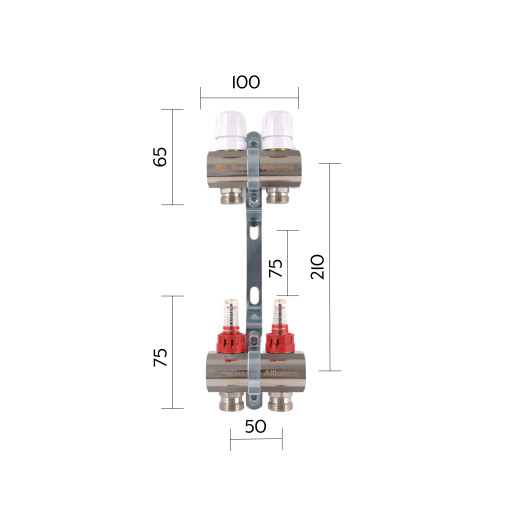 Коллектор с расходомерами Thermo Alliance Standart 1" на 2 выхода (SD235W2)