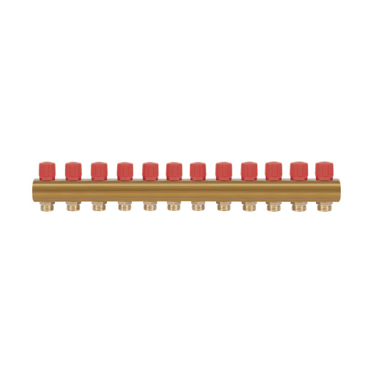 Коллектор Icma с регулировочными вентилями 1" 12 выходов №1105 (Red) 871105PU0511