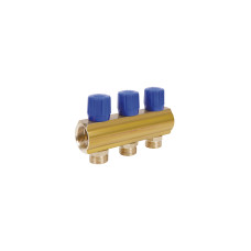 Коллектор Icma с регулировочными вентилями 1" 3 выхода №1105 (Blue) 871105PH0512