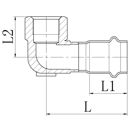 Колено 90° ВР Koer KQ.L1806F Press-Inox AISI 304 18x1/2" (KR6407)