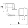 Колено 90° ВР Koer KQ.L2206F Press-Inox AISI 304 22x1/2" (KR6408)