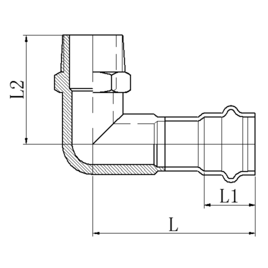 Колено 90° НР Koer KQ.L2208M Press-Inox AISI 304 22x3/4" (KR6417)