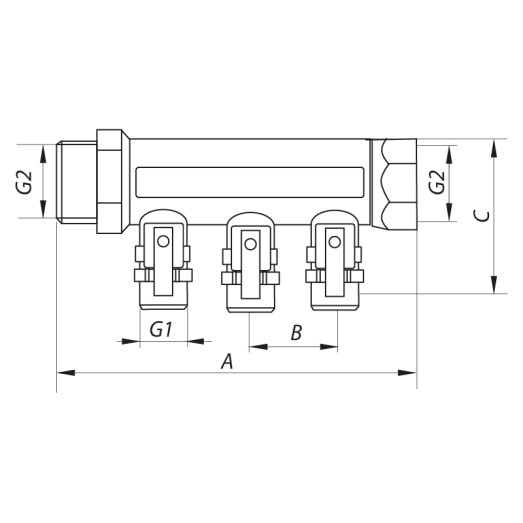 Колектор з кульовими кранами і фітингом 1"x1/2" 4 виходи Koer KR.1126-4 (KR2840)