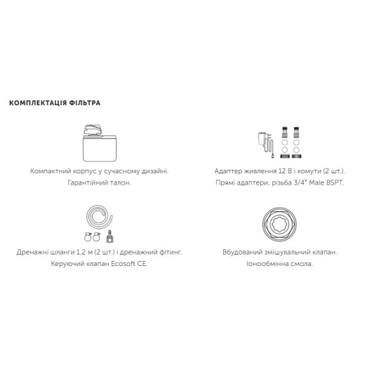 Компактный фильтр смягчения воды Ecosoft Core 250 (FU1024CABDVCR)