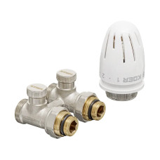 Комплект для нижнего подключения радиатора KOER SET-22 - 1/2"x3/4" (прямой) с термоголовкой НН (KR3174)