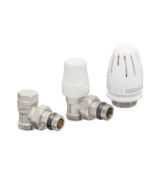 Комплект для подключения радиатора Koer SET-14 - 1/2"x3/4" (угловой) с термоголовкой НН (KR3178)