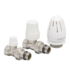 Комплект для подключения радиатора Koer SET-12 - 1/2"x1/2" (прямой) с термоголовкой ВН (KR3177)