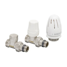 Комплект для подключения радиатора Koer SET-15 - 1/2"x3/4" (прямой) с термоголовкой НН (KR3180)