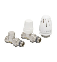 Комплект для подключения радиатора Koer SET-15 - 1/2"x3/4" (прямой) с термоголовкой НН (KR3180)