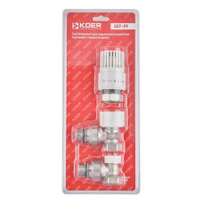 Комплект для подключения радиатора Koer SET-29 - 1/2'' (угловой) с термоголовкой (KR5716)