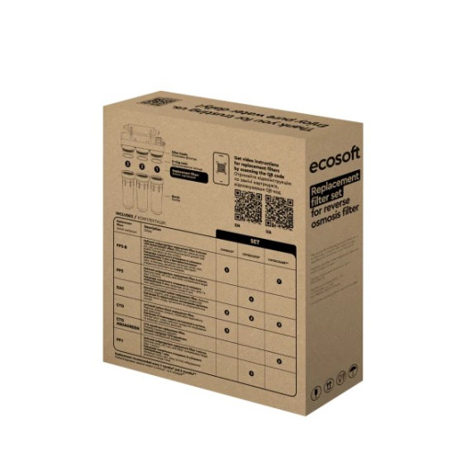 Комплект картриджів Ecosoft 1-2-3 для фільтрів зворотного осмосу (CPV3ECOSTD)