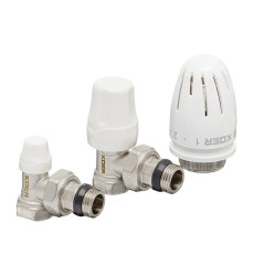 Комплект для подключения радиатора Koer SET-11 - 1/2"x1/2" (угловой) с термоголовкой ВН (KR3175)