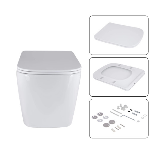 Комплект Qtap: подвесной унитаз Tern Ultra Quiet с инсталляцией Nest 4 в 1, круглая клавиша Chrome (QT17332303AW47508)