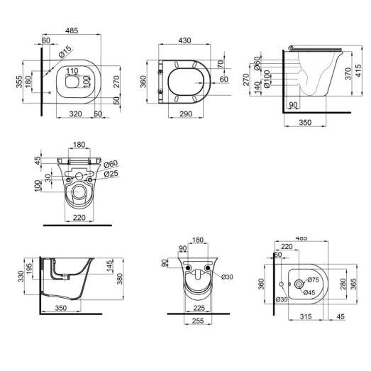 Комплект: Qtap Virgo Matt Black 2в1 унитаз подвесной Rimless QT1833051ERMB + биде подвесное QT1855051FMB Комплект: Qtap Virgo Matt Black 2в1 унитаз подвесной Rimless QT1833051ERMB + биде подвесное QT1855051FMB