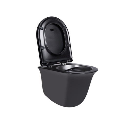 Комплект: Qtap Virgo Matt Black 2в1 унитаз подвесной Rimless QT1833051ERMB + биде подвесное QT1855051FMB Комплект: Qtap Virgo Matt Black 2в1 унитаз подвесной Rimless QT1833051ERMB + биде подвесное QT1855051FMB