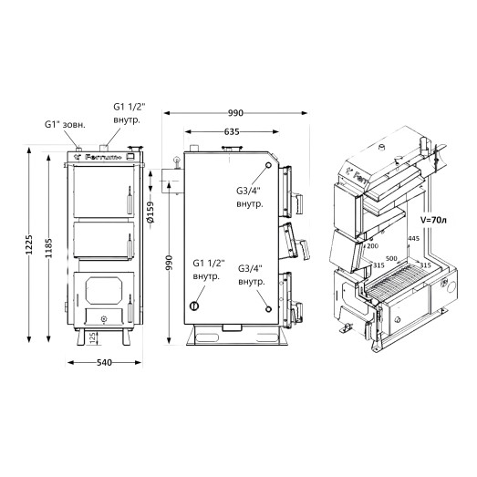 Котел твердопаливний сталевий Thermo Alliance Ferrum Plus V 5.0 FSF+ 16 (FerrumPFSFP16V50)