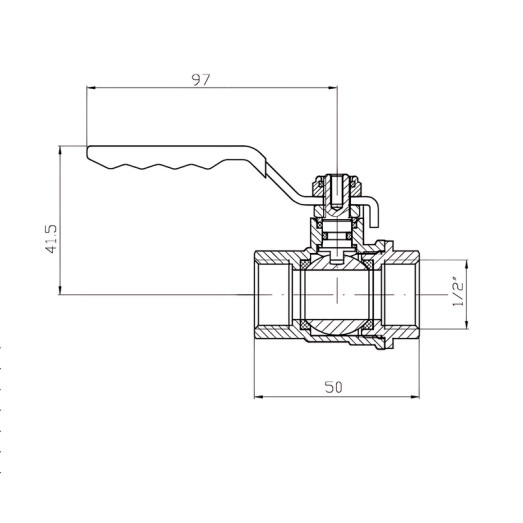 Кран кульовий ГГВ Koer Extreme KE.214-15 - 1/2" FF ручка "важіль" червона (KR5744)