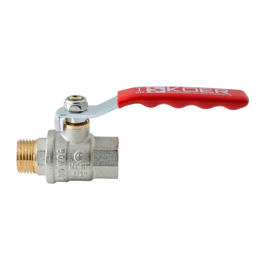 Кран кульовий ГШВ Koer Extreme KE.215-15 - 1/2" FM ручка "важіль" червона (KR5750)