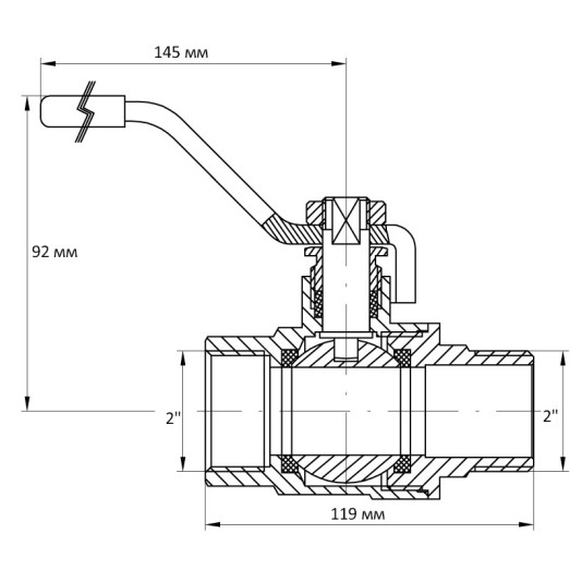 Кран кульовий Koer 2" ГШВ (KR.215) (KR0039)