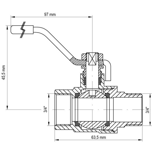 Кран кульовий Koer 3/4" ГШВ (KR.215) (KR0044)