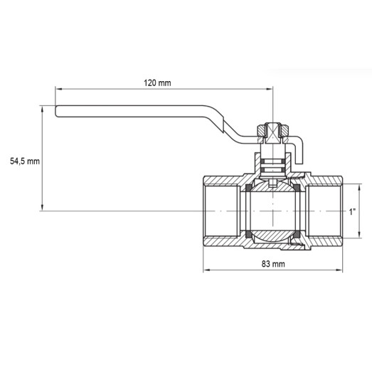 Кран шаровой Koer KG.204 - 1" FF ГГР (газ) (KR4962)
