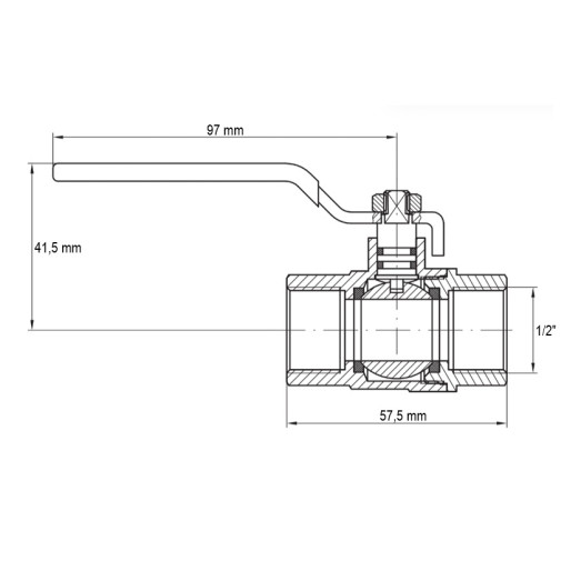 Кран шаровой Koer KG.204 - 1/2" FF ГГР (газ) (KR4960)
