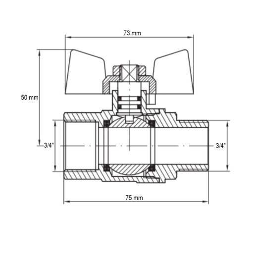 Кран шаровой Koer KG.208 - 3/4" FM ГШБ (газ) (KR4964)