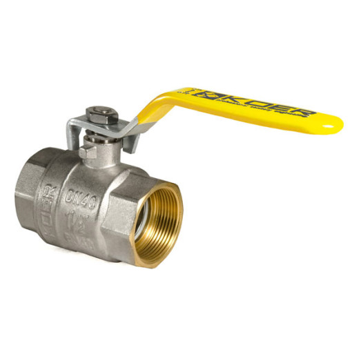Кран шаровой KOER KR.214.G - 1 1/2" FF ГГР, ручка "рычаг" желтая (KR0136)