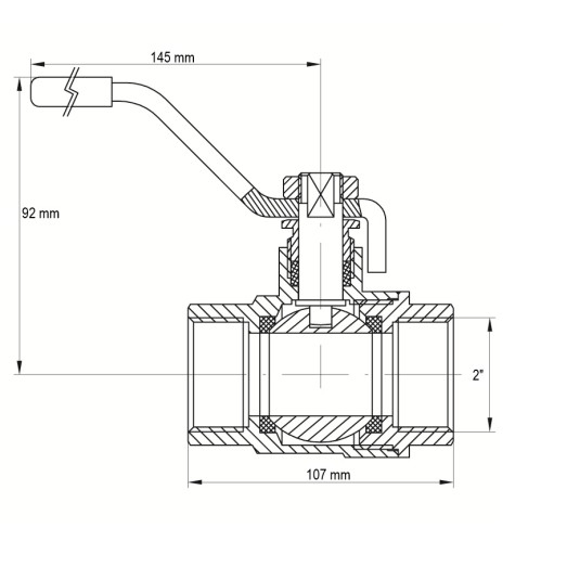 Кран кульовий KOER KR.214.G-2" FF ГГВ YELLOW, ручка "важіль" жовта (KR0137)