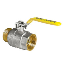 Кран шаровой KOER KR.215.G - 1 1/2" FM ГШР, ручка "рычаг" желтая (KR0126)