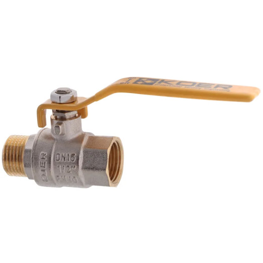 Кран шаровой KOER KR.215.G - 1/2" FM ГШР, ручка "рычаг" желтая (KR0116)